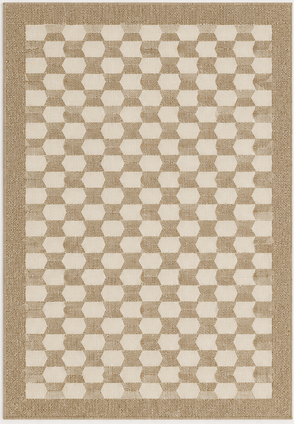 Tapis salon moderne motifs géométriques beige et écru – Solvéo