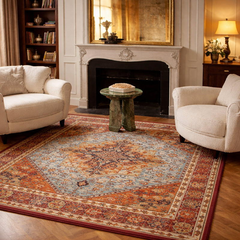 Tapis salon moderne motifs géométriques tons naturels – Ilyan