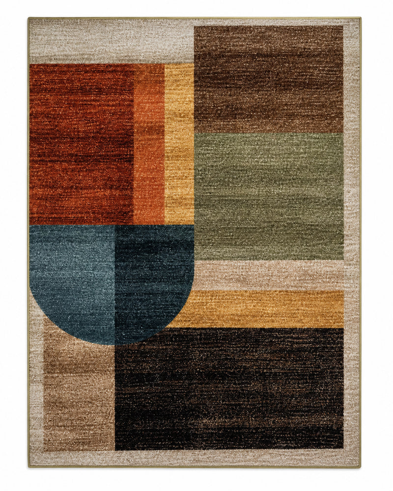 Tapis salon moderne motifs géométriques multicolores – Calyra