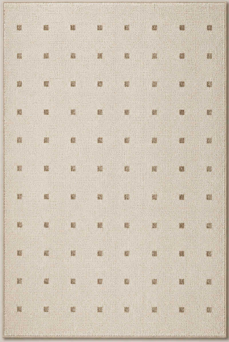 Tapis salon moderne motifs carrés beige et taupe – Linéa