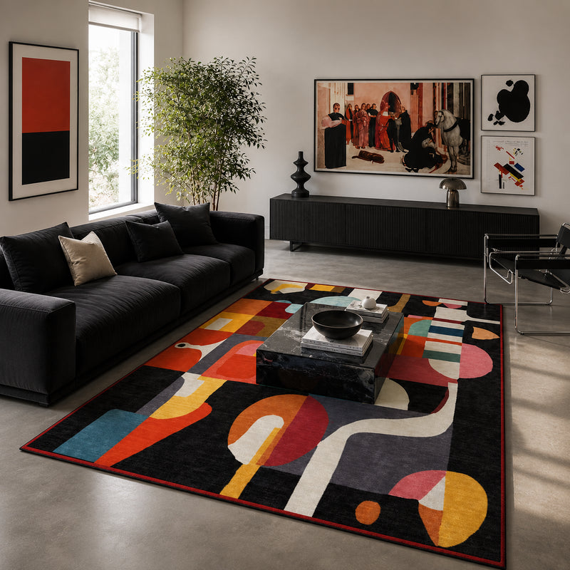 Tapis salon moderne artistique motifs abstraits multicolores – Lioran
