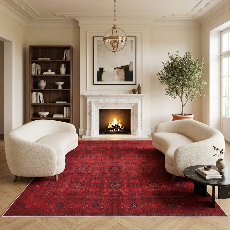Tapis salon afghan rouge – Zahra