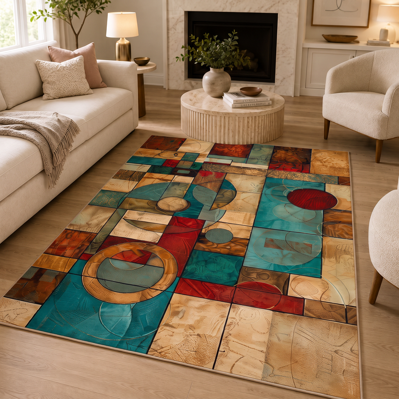 Tapis salon abstrait – Brune